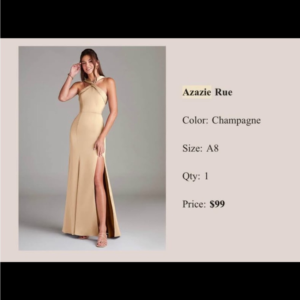 Azazie Strapless Gown in Champagne